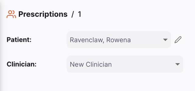 Step 1: Typing in the Clinician field to search for a different clinician