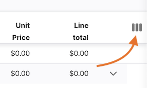 Step 1: Show/hide columns button at the top right of the prescription detail table