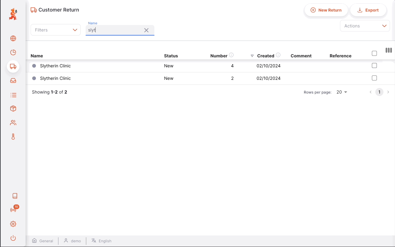 Customer Return filter