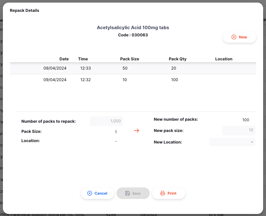 View an existing repack