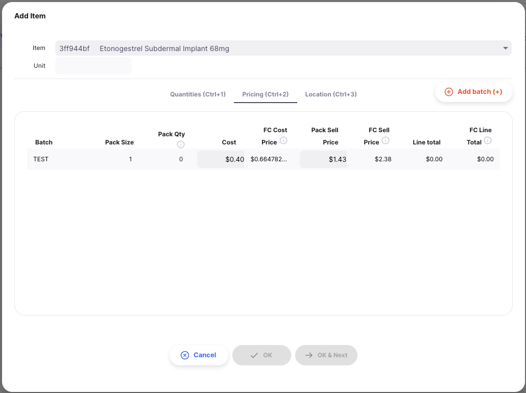 Line with Foreign Currency Pricing