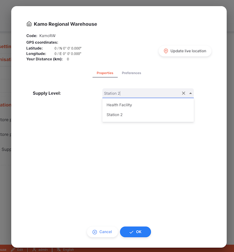 Supply Level: Store Properties