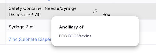 Tooltip showing principal item
