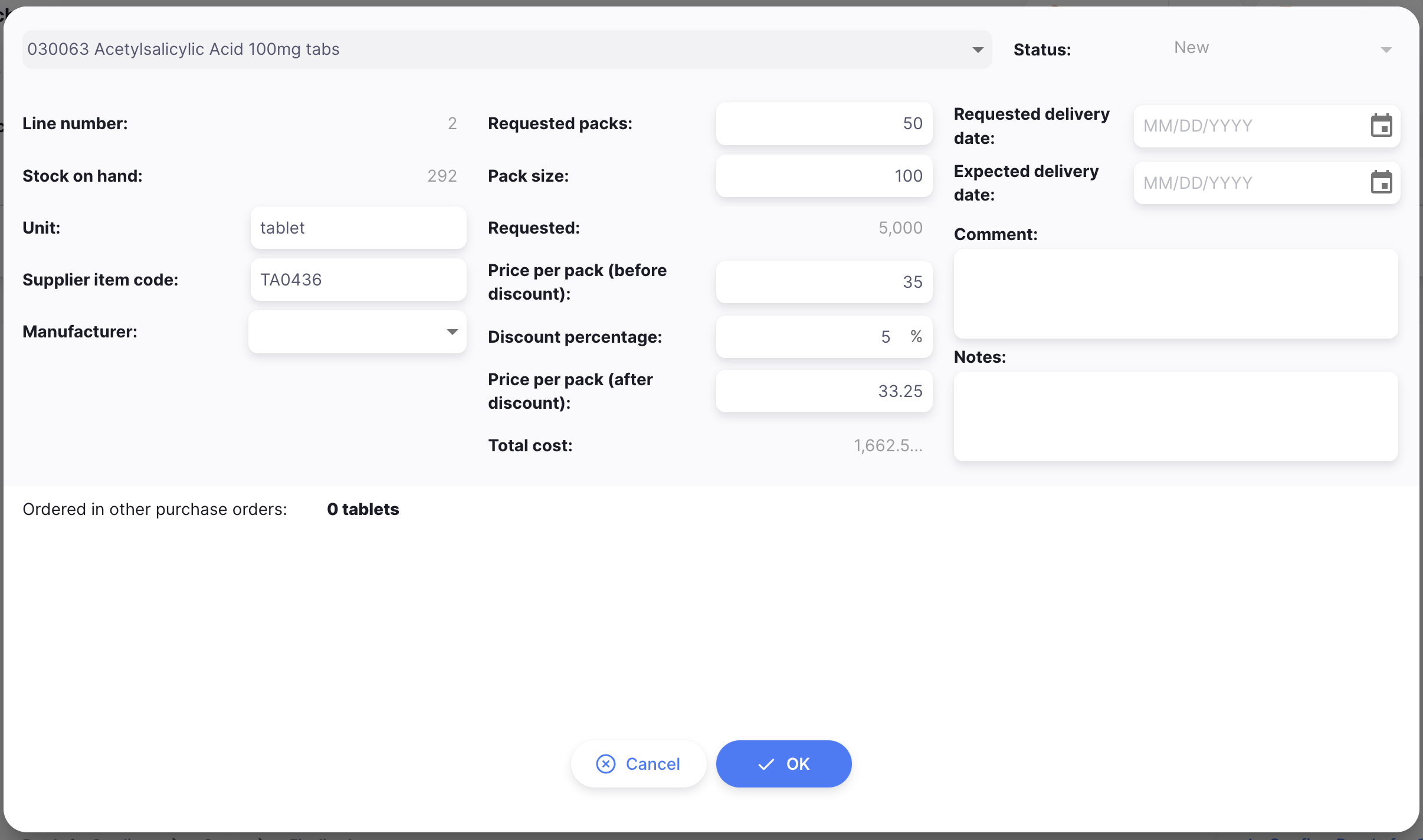 Add Item quantities