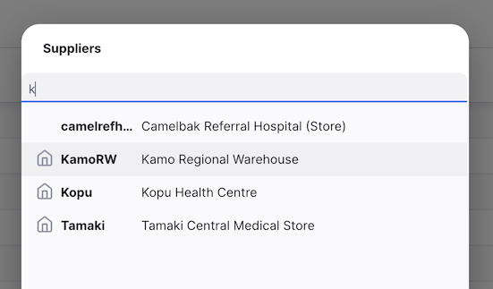 Search supplier list