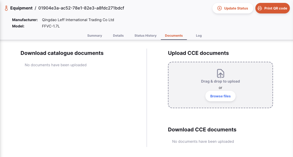 Onglet des documents des actifs