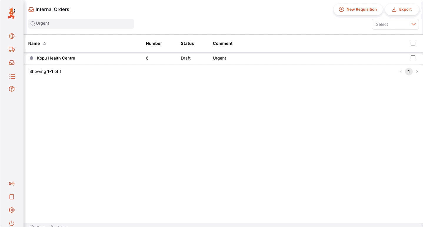 Internal Order: filter by comment