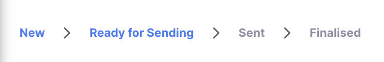 Séquence de statuts de la Commande d'Achat (Prêt pour envoi)