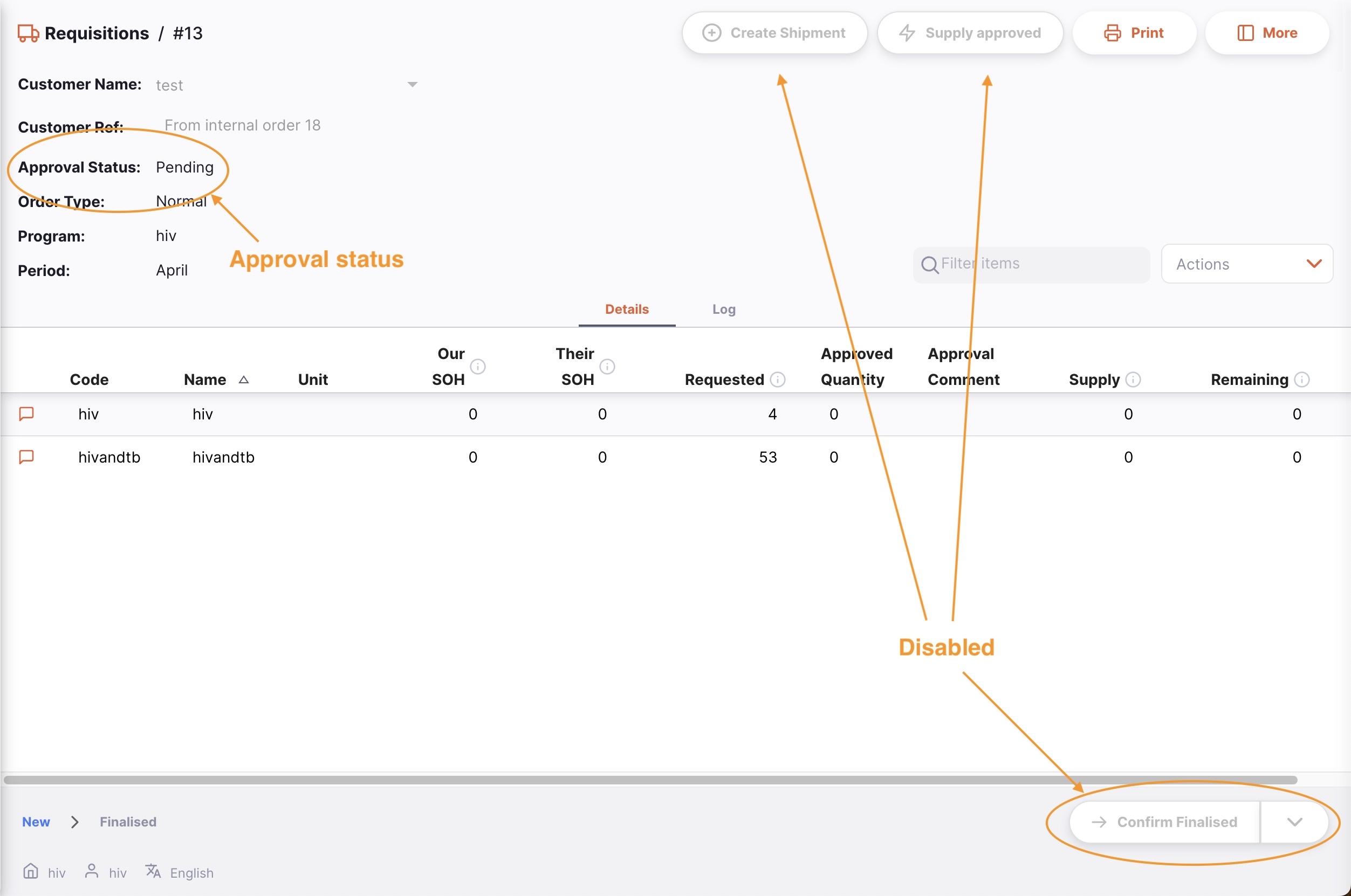 Liste des Réquisitions