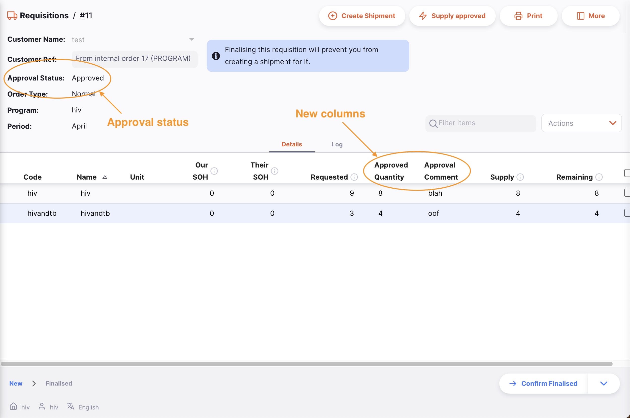 Liste des Réquisitions