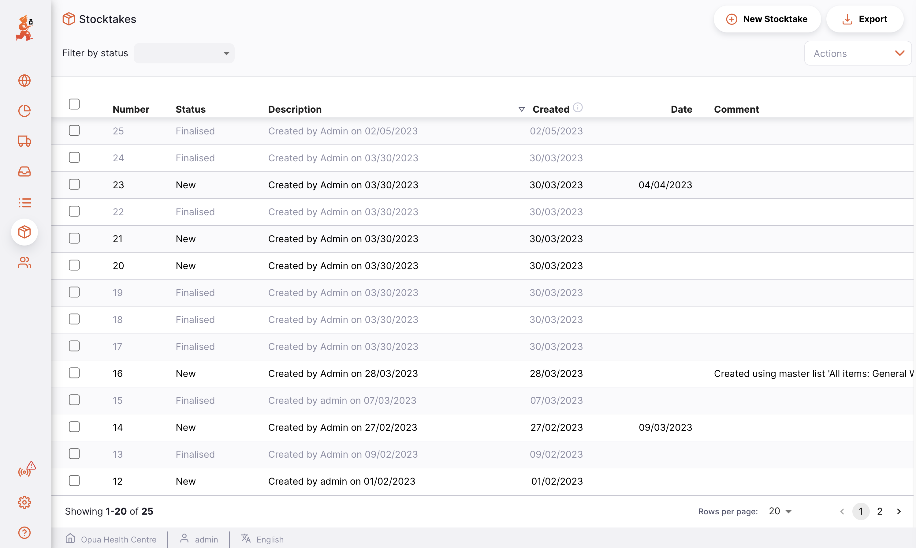 Inventaire : liste