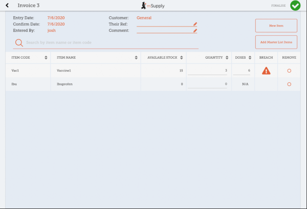 Custom invoices button on Navigator