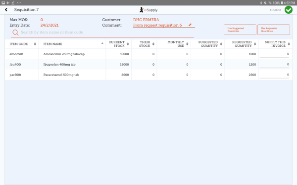 Custom invoices button on Navigator