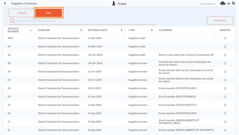 Custom invoices button on Navigator