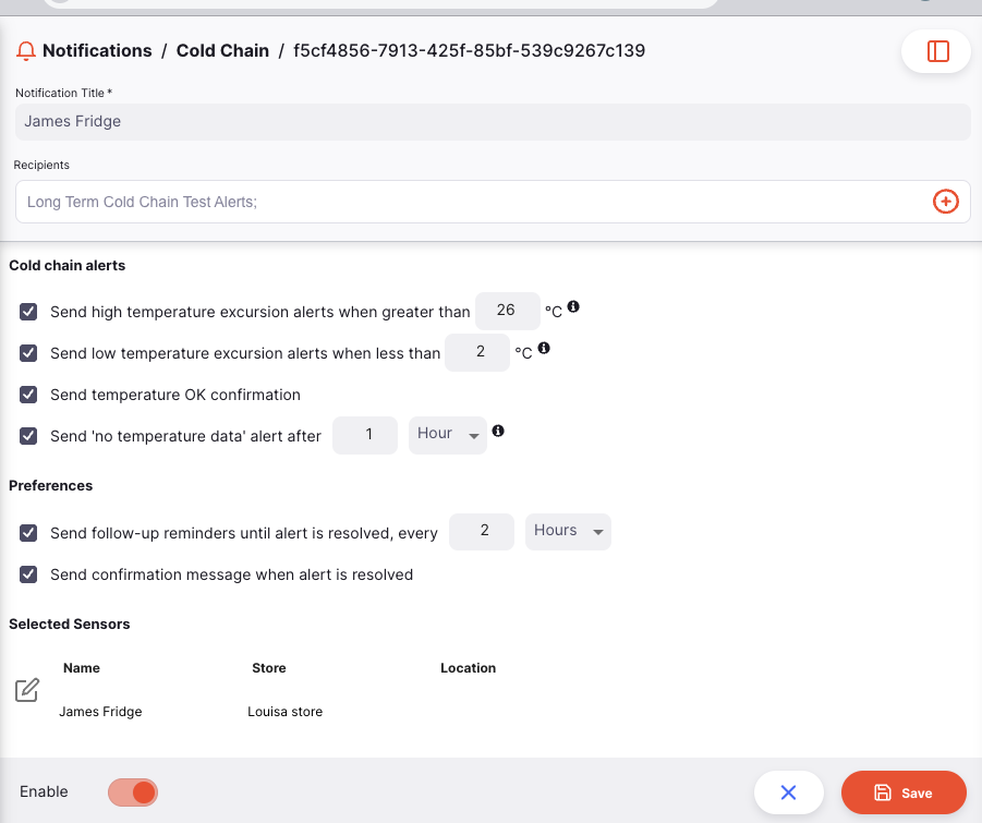 Cold Chain Configurations