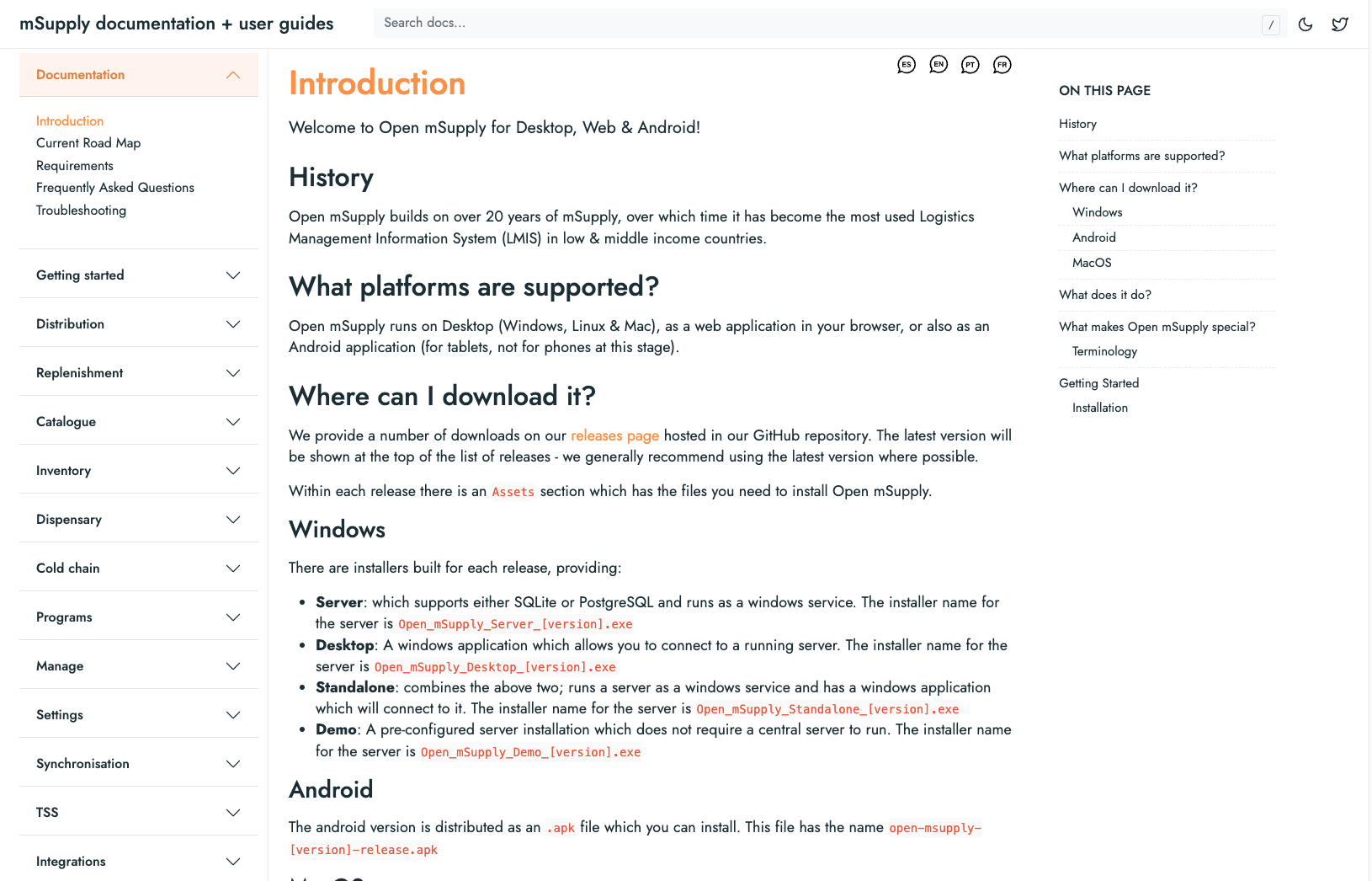 Documentação do mSupply